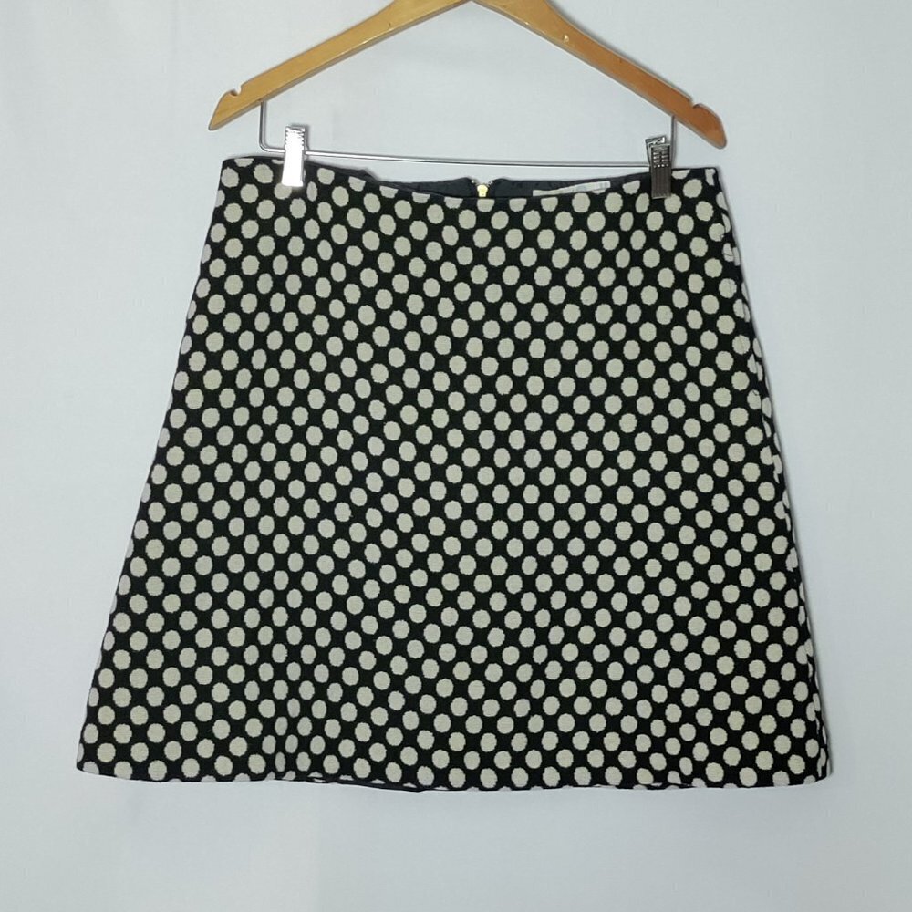 Boden Black White Polka Dot Skirt Size 10 Wool Blend Corpcore